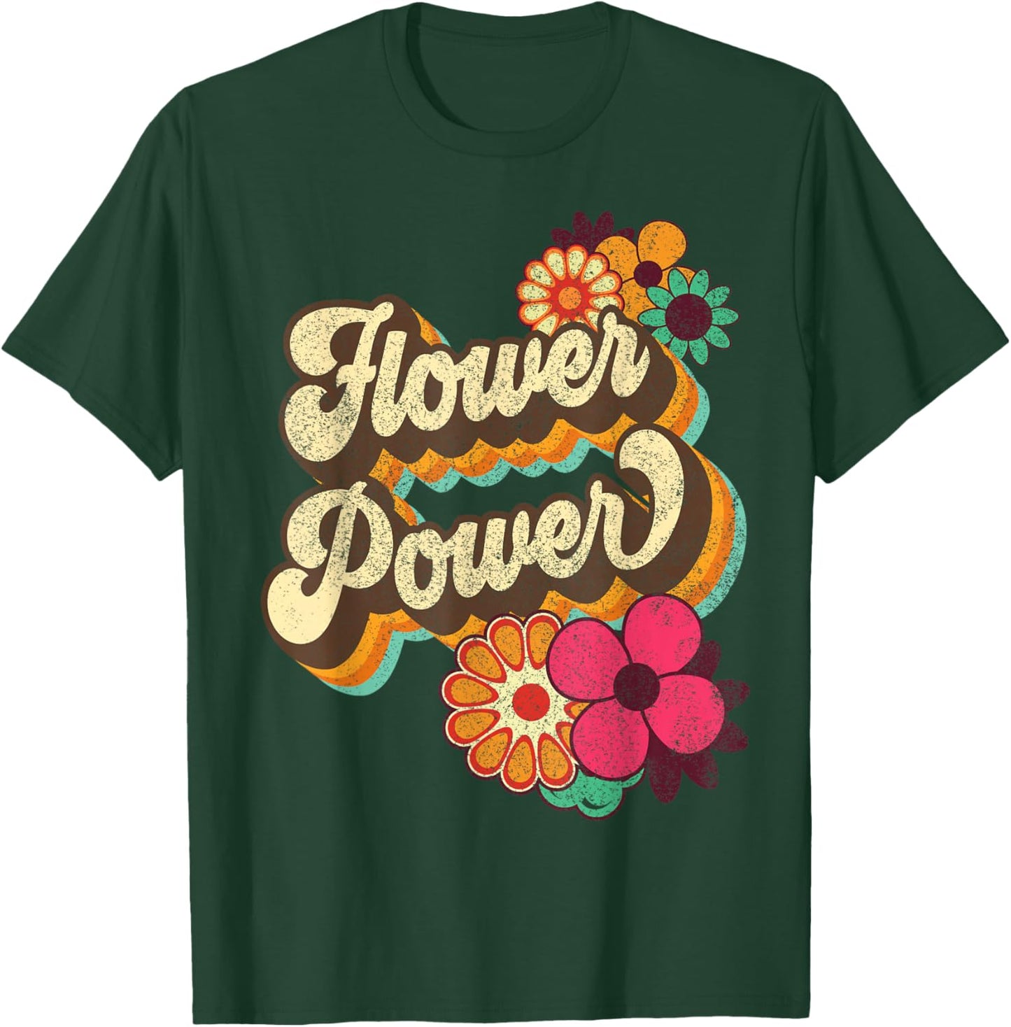 Flower Power 60s 70s Hippie Retro Groovy Positive Vibes T-Shirt - T-Shirt | Forest