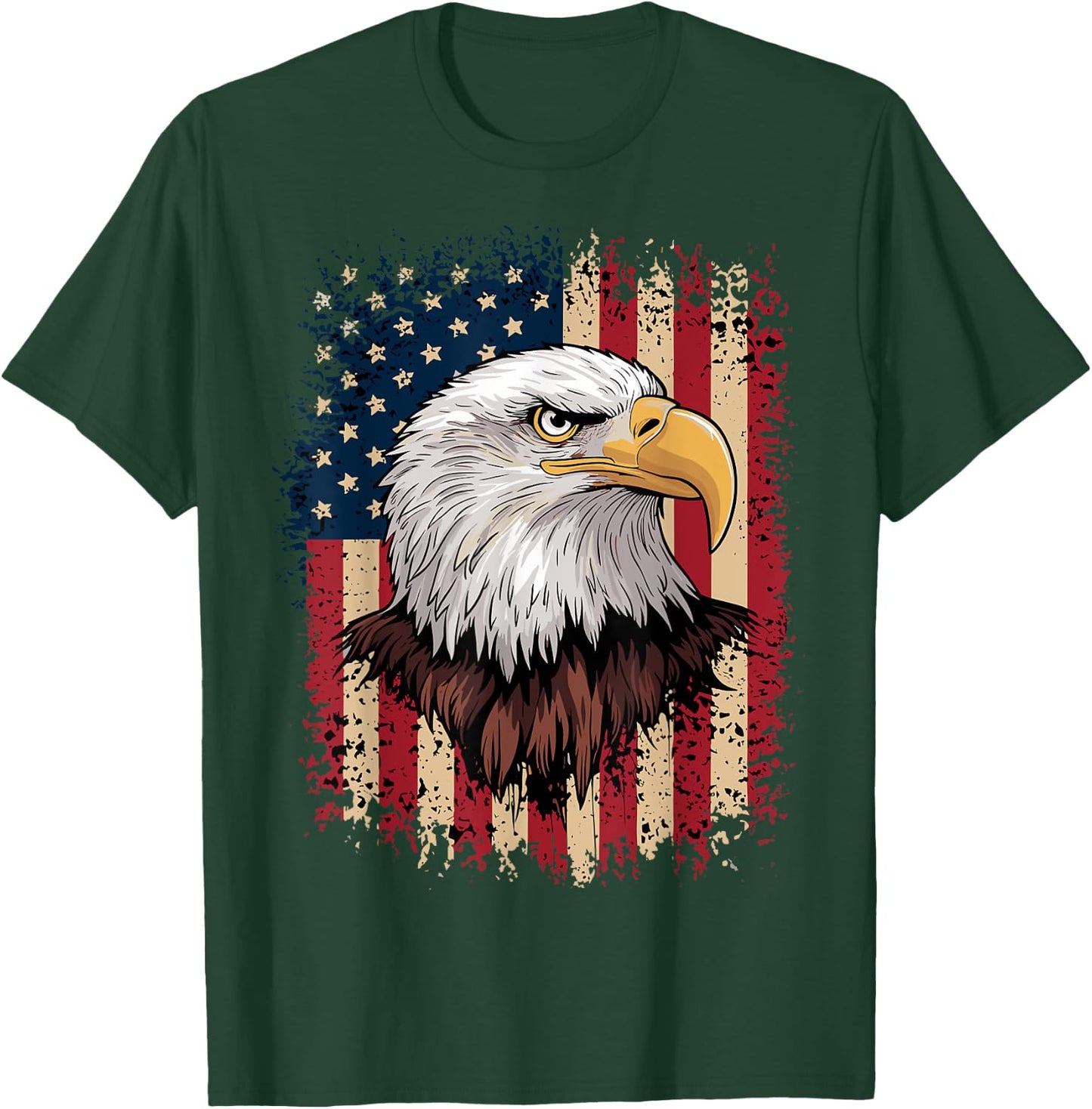 American Flag Bald Eagle Patriotic T-Shirt - T-Shirt | Forest