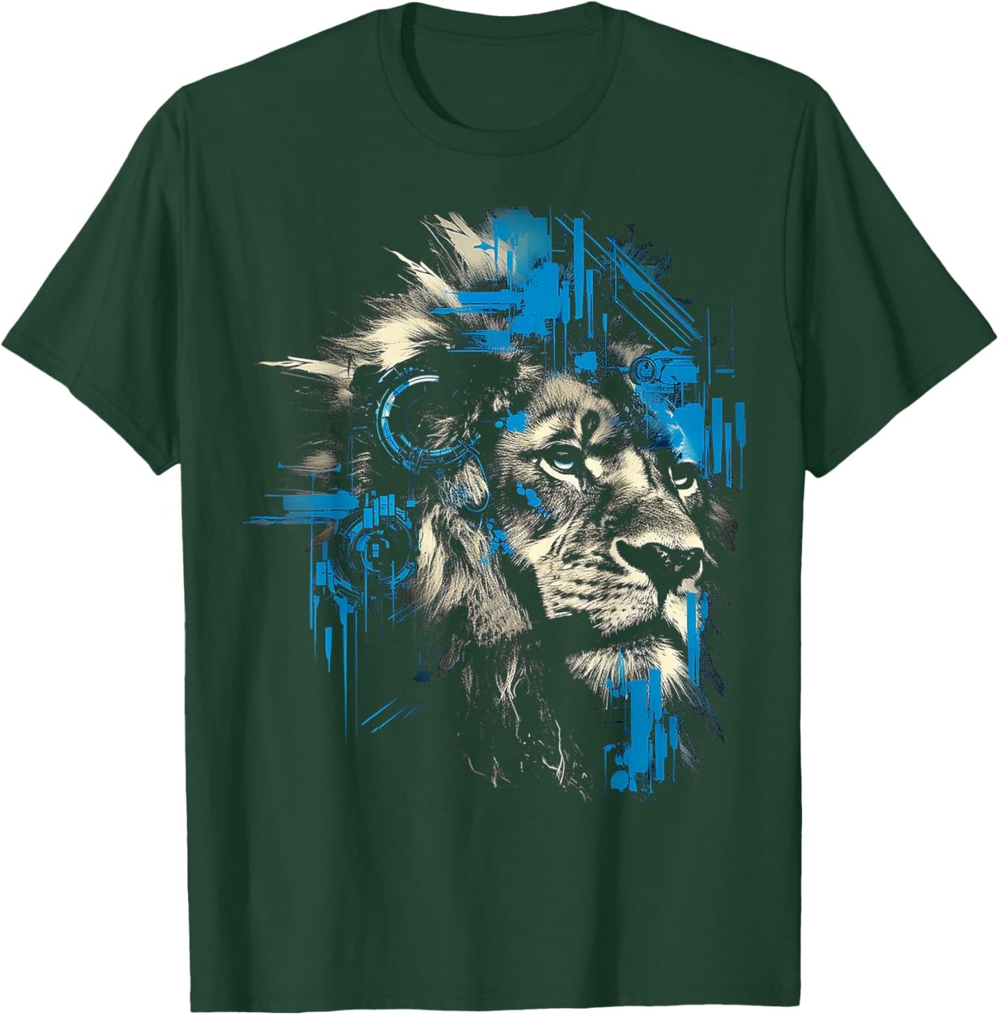 Lion Lover Abstract Animal Art Drawing Graphic Lion T-Shirt - T-Shirt | Forest