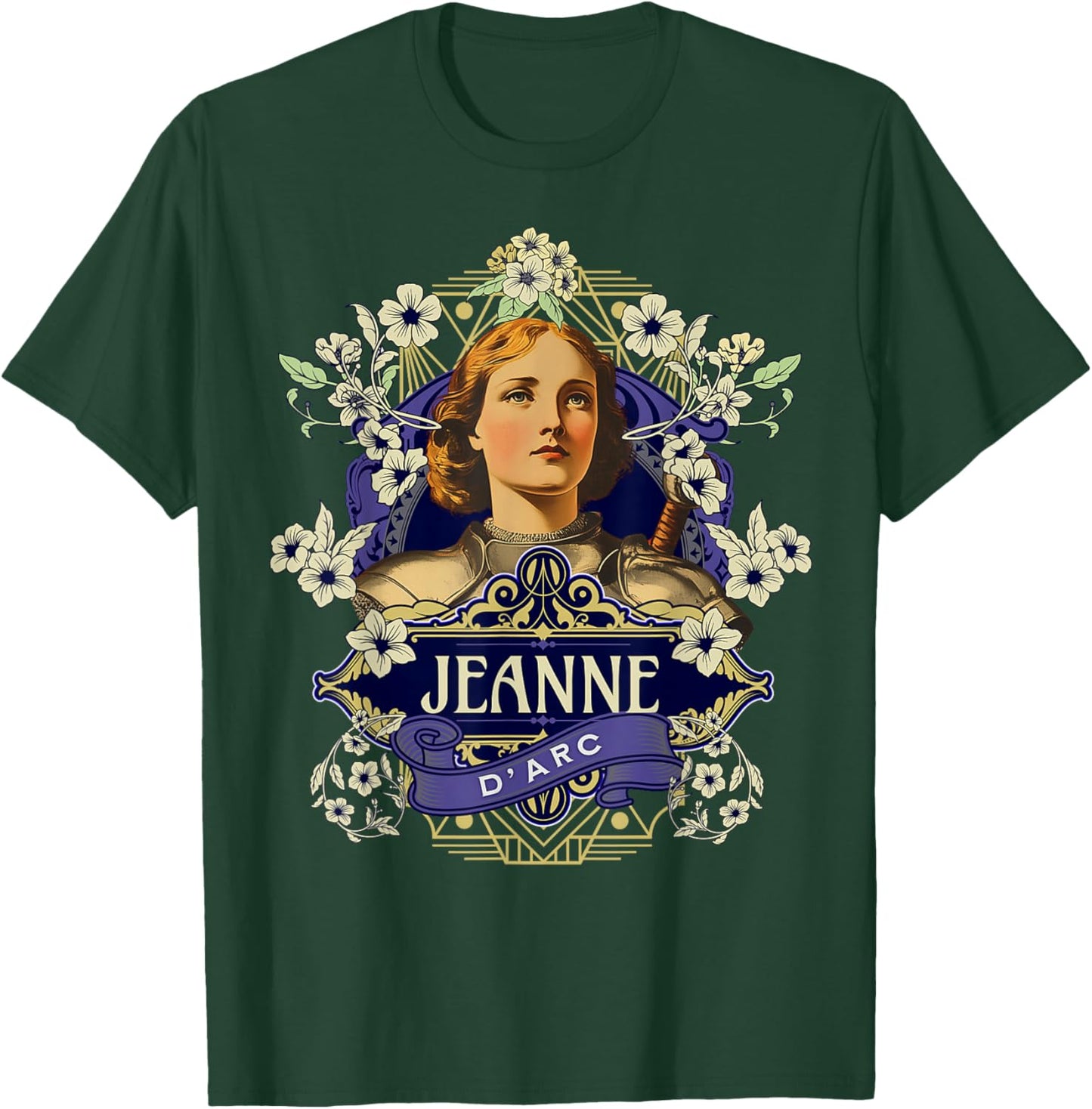 Jeanne D'Arc Jeanne D'Arc Vintage Art Nouveau Style Poster , Black, S T-Shirt - T-Shirt | Forest