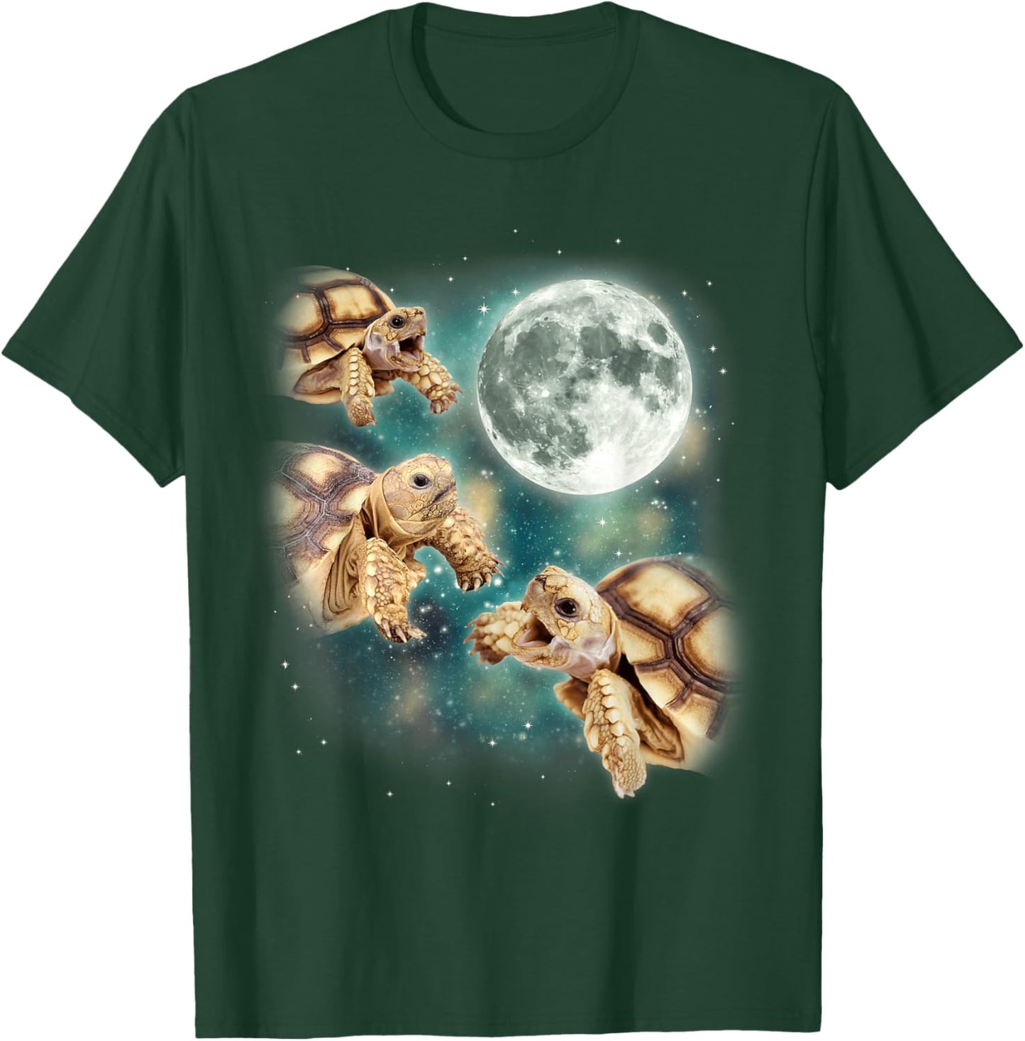Three Tortoises Howl at Moon Wildlife Mountain Turtle Meme T-Shirt - T-Shirt | Forest