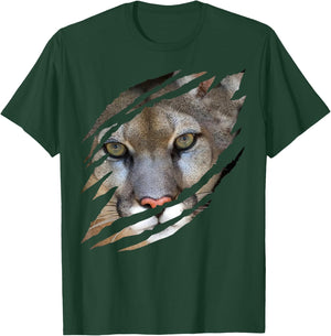 Cougar Face Cougar Claw Marks Wild Animals Lover T-Shirt - T-Shirt | Forest