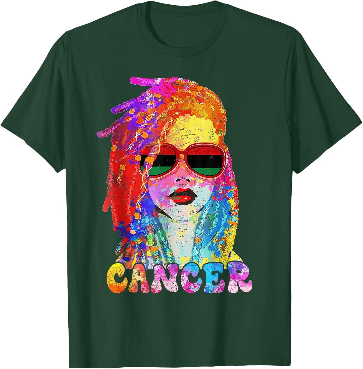 Cancer Girl Loc'd Hair Art Zodiac Birthday Black Woman T-Shirt - T-Shirt | Forest