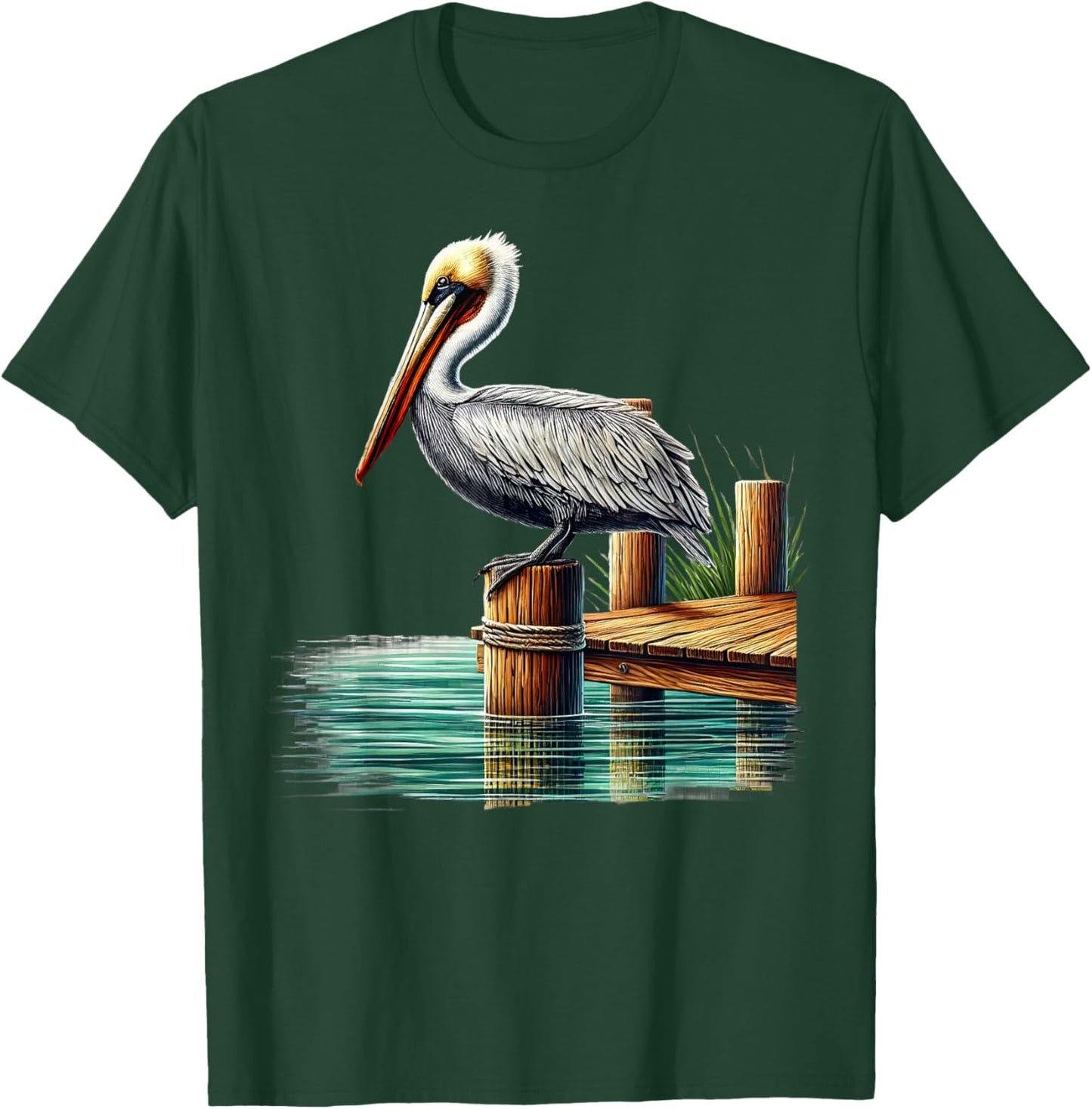 Unique Brown Pelican Piling Design for Pelican Lover T-Shirt - T-Shirt | Forest