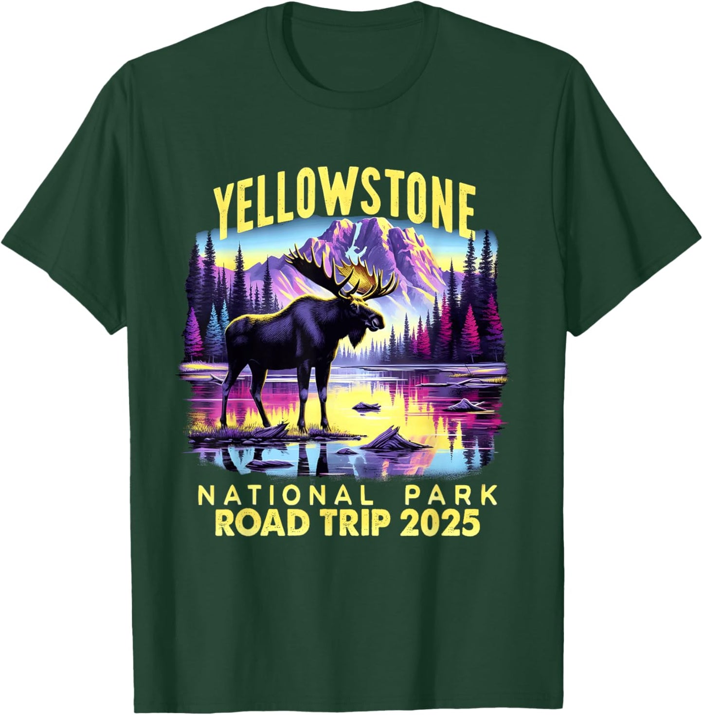 Yellowstone Road Trip 2025 Nature Adventure Souvenir Costume T-Shirt - T-Shirt | Forest