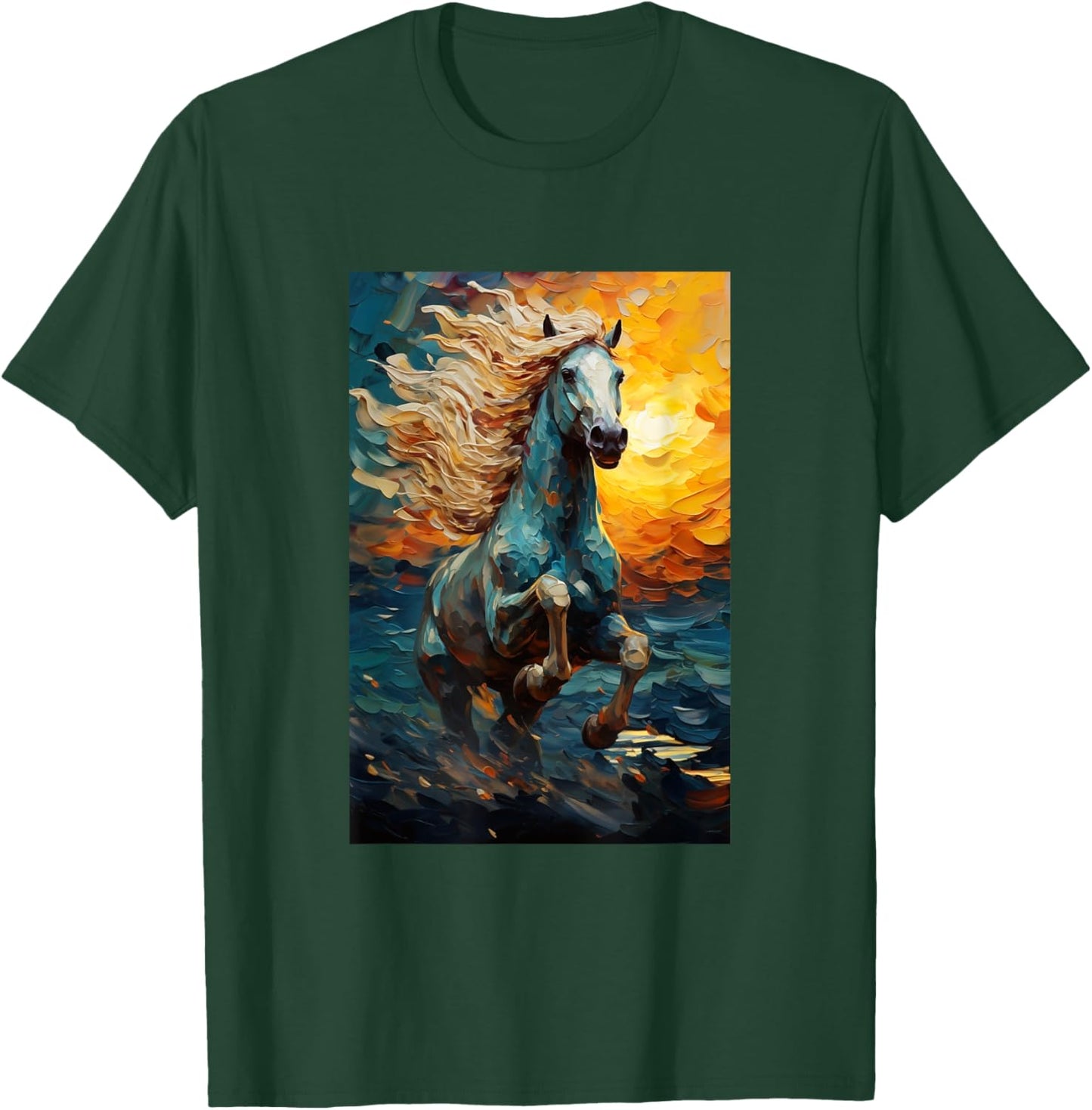 Horse Equestrian Riding - Van Gogh Style - Starry Night T-Shirt - T-Shirt | Forest
