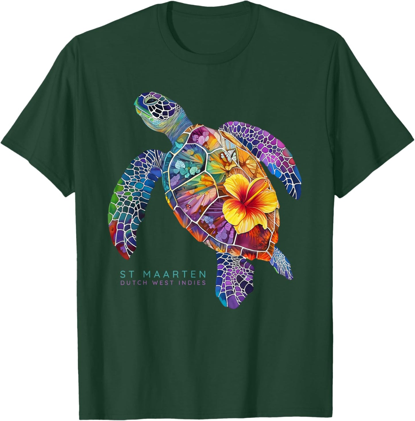 St. Maarten Sea Turtle Dutch West Indies St. Martin Vacation T-Shirt - T-Shirt | Forest