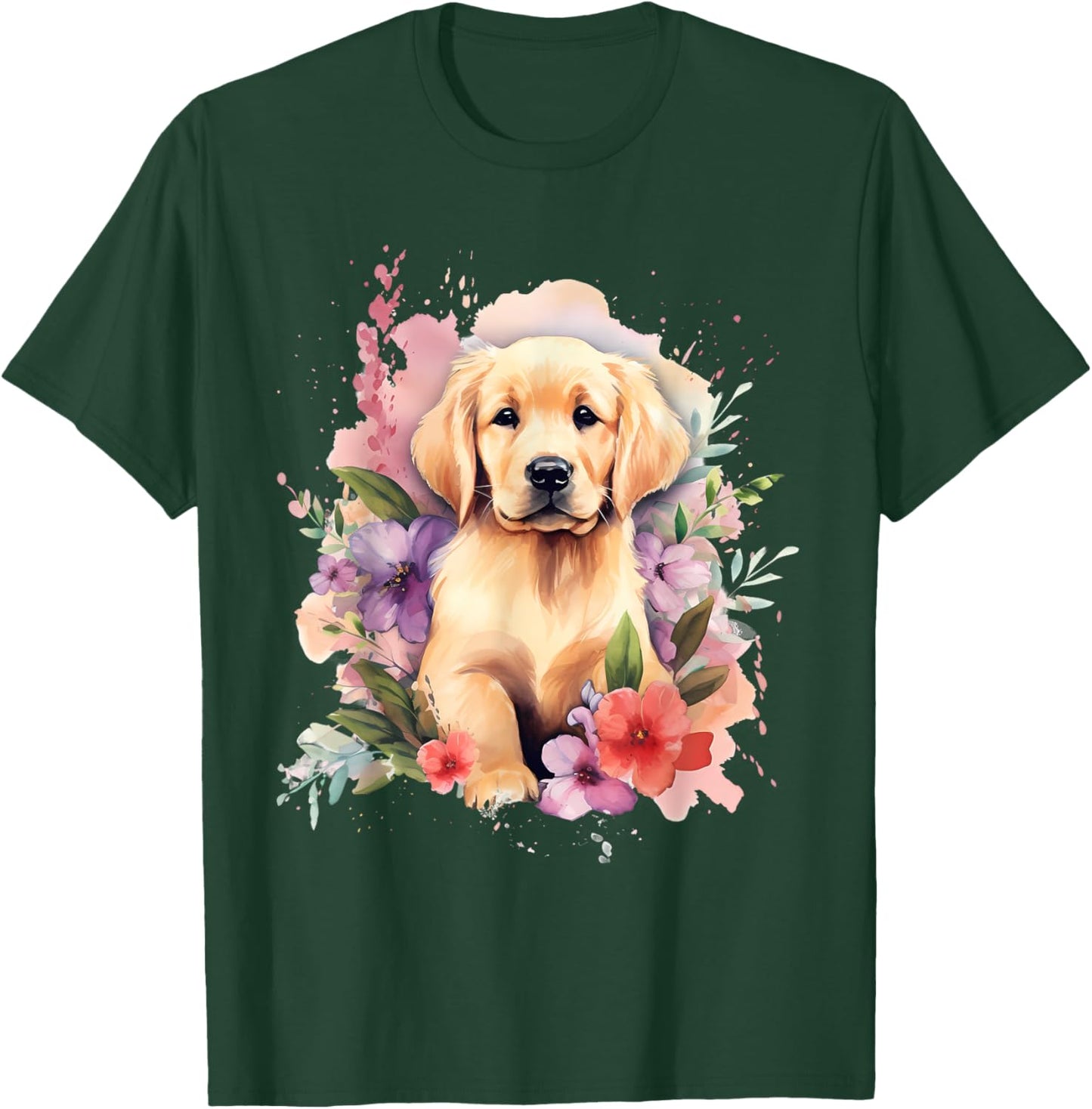 Watercolor Golden Retriever T-Shirt - T-Shirt | Forest