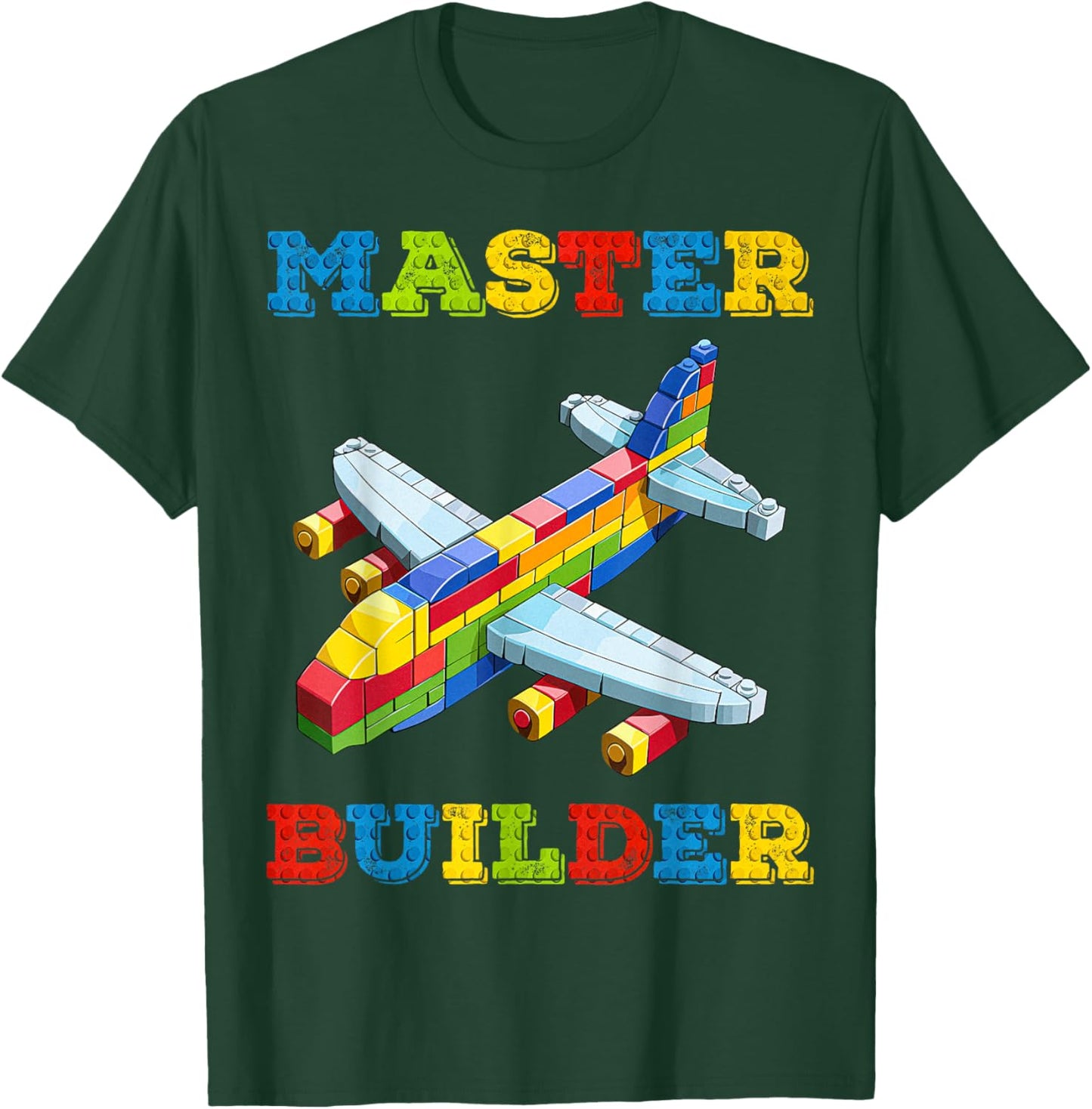 Cute Master Builder Kids Building Blocks Toy Plane Lover T-Shirt - T-Shirt | Forest