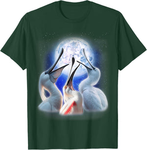 3 Spoonbills Howling At The Moon Funny Spoonbill Bird Lover T-Shirt - T-Shirt | Forest