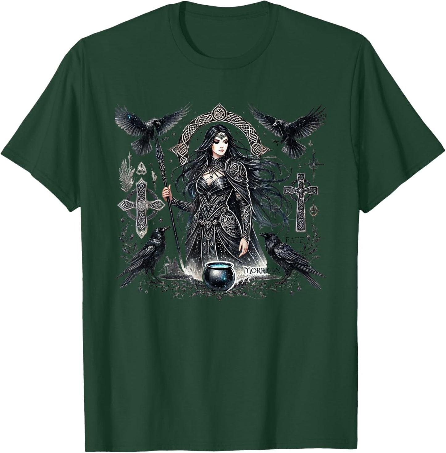 Mystical Morrigan: Embrace the Goddess Power of the Raven T-Shirt - T-Shirt | Forest