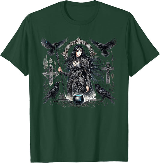 Mystical Morrigan: Embrace the Goddess Power of the Raven T-Shirt - T-Shirt | Forest