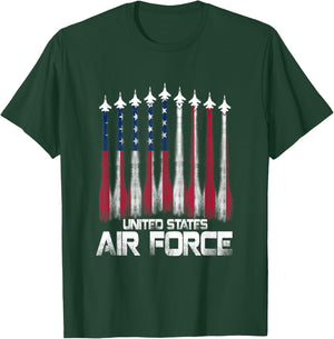 Air Force US Veterans American Flag 4th of July Patriotic T-Shirt - T-Shirt | Forest