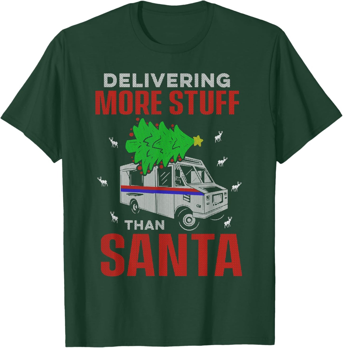 Postal Worker Ugly Christmas Design Santa Mailman T-Shirt - T-Shirt | Forest