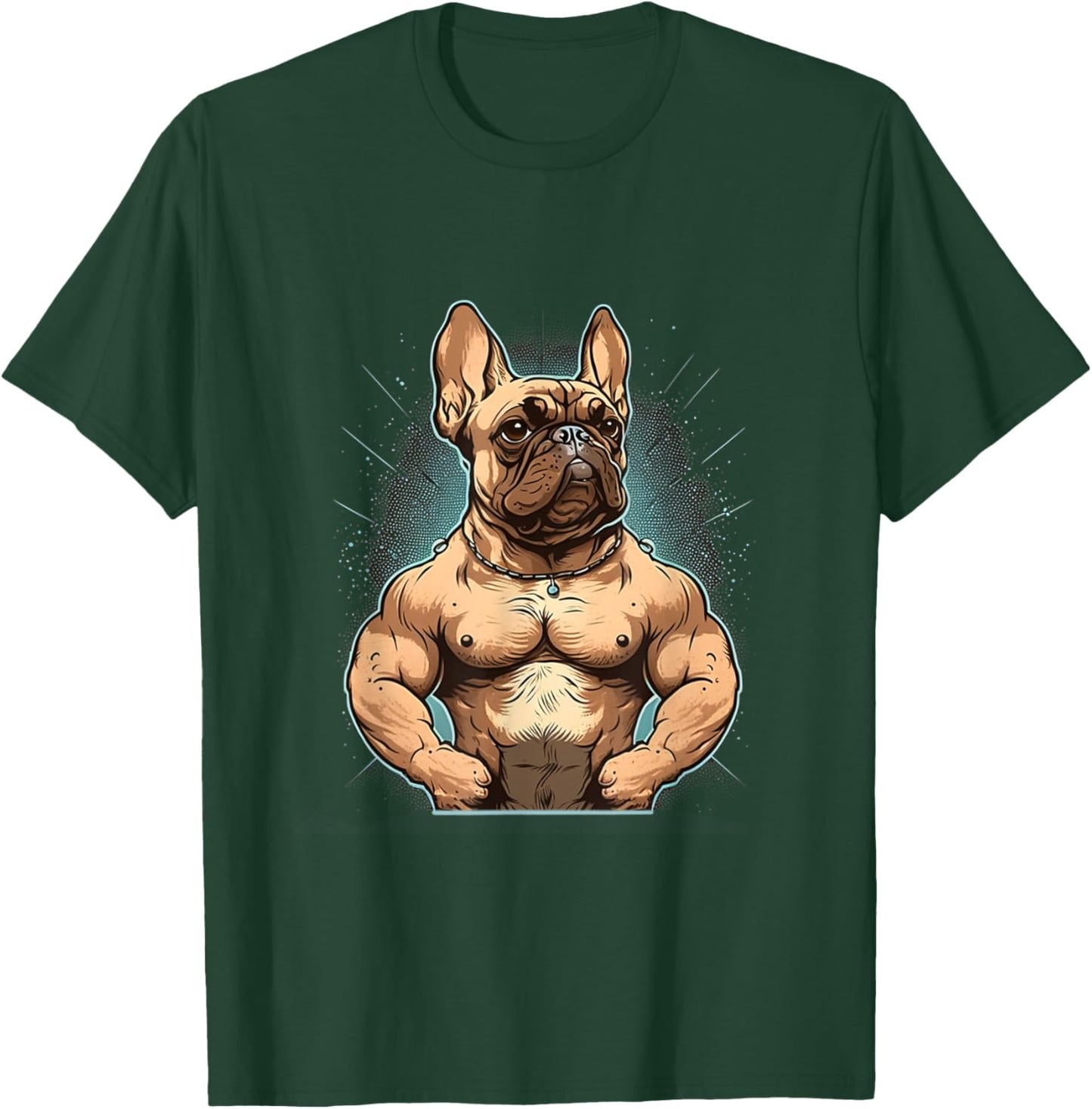 French Bulldog | Fitness Bodybuilding Gym Dog Sixpack Funny T-Shirt - T-Shirt | Forest