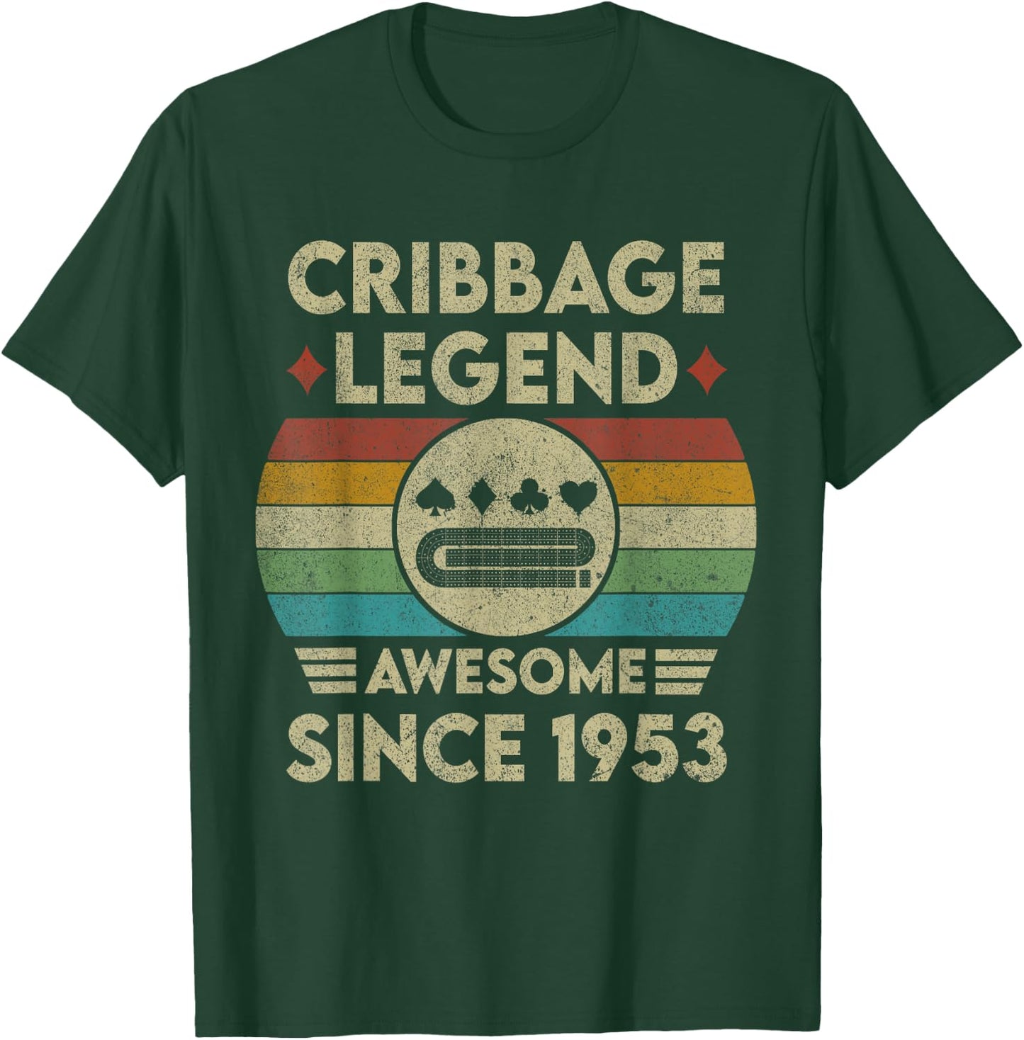 Cribbage Legend 70 Years Old Awesome Since 1953 Cribbage T-Shirt - T-Shirt | Forest