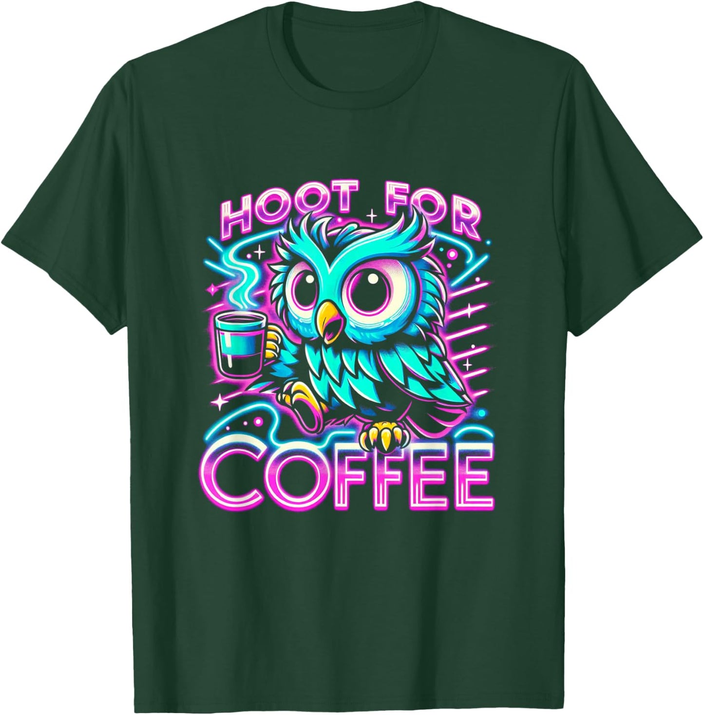 Funny Owl Design Hoot For Coffee T-Shirt - T-Shirt | Forest