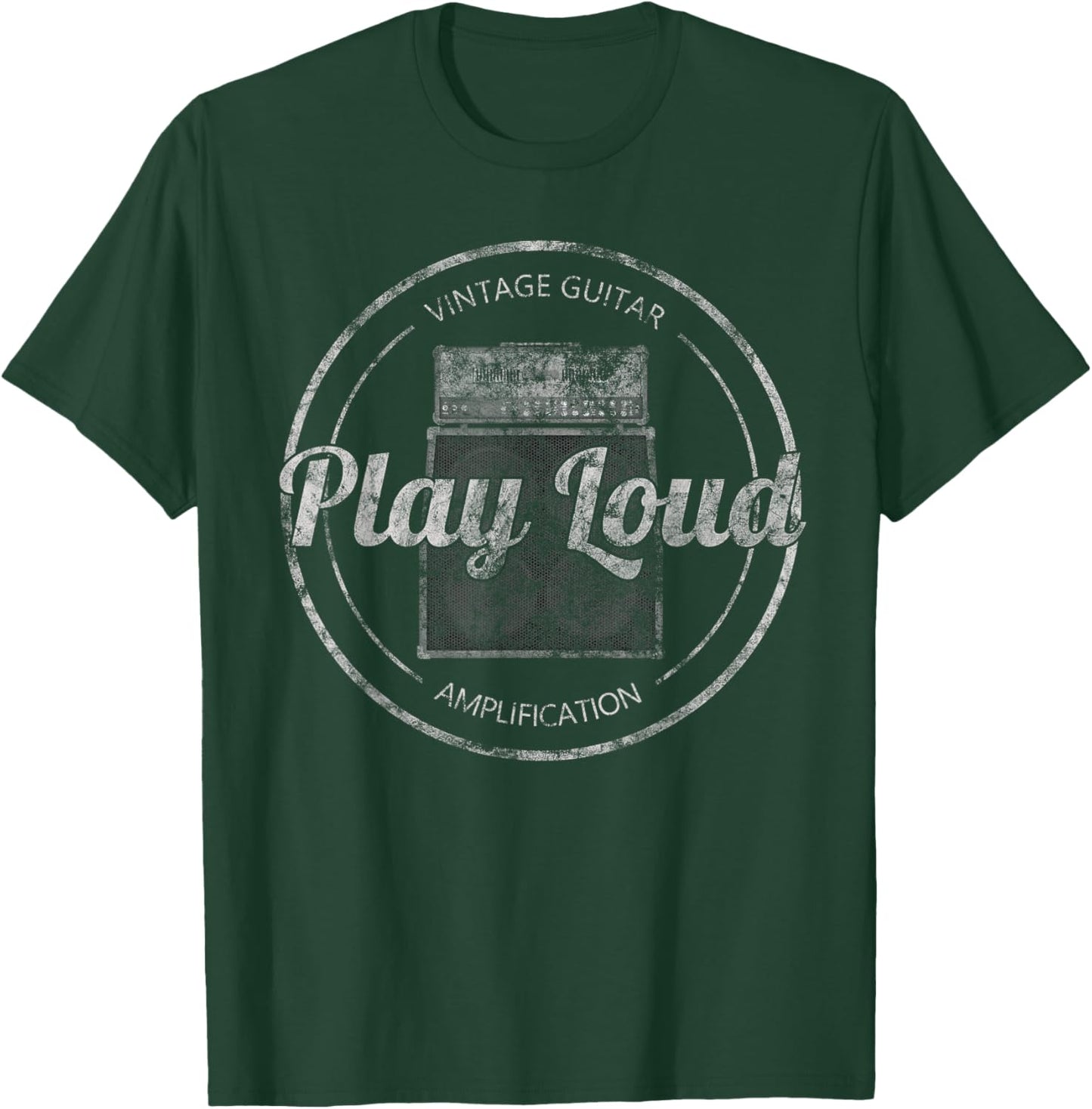 Vintage Electric Guitar Player Play Loud Amplifier T-Shirt - T-Shirt | Forest