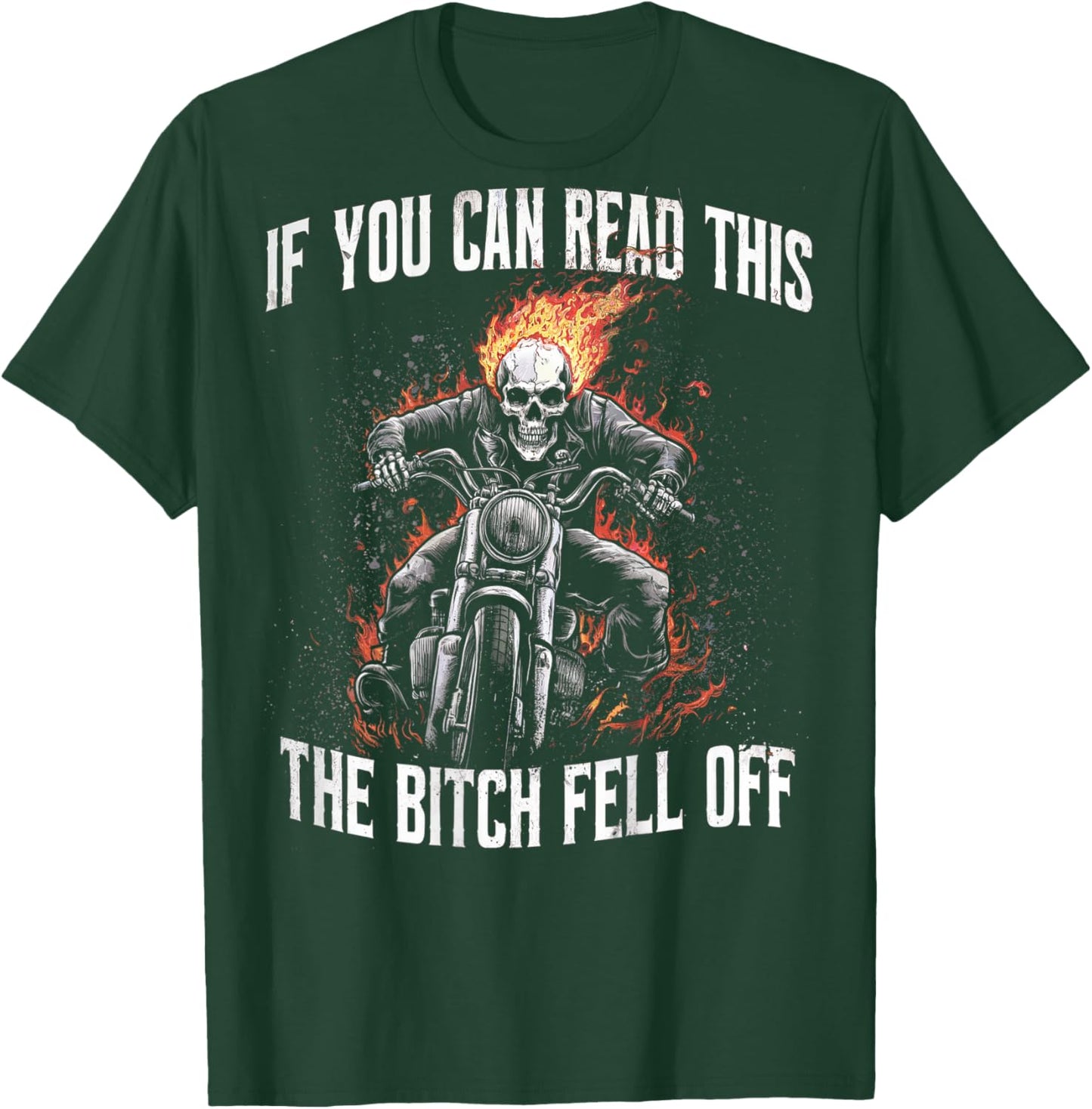 Funny Motocross Dirt Bike Bikers Awesome Motorbike If You Can Read This The Bitch Fell Off Biker Back Print -Adults Black Small Modern Letter Print Birthday Motocross T-Shirt - T-Shirt | Forest
