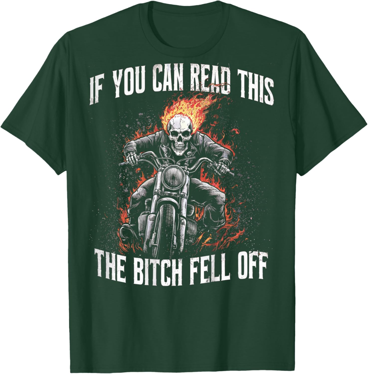 Funny Motocross Dirt Bike Bikers Awesome Motorbike If You Can Read This The Bitch Fell Off Biker Back Print -Adults Black Small Modern Letter Print Birthday Motocross T-Shirt - T-Shirt | Forest