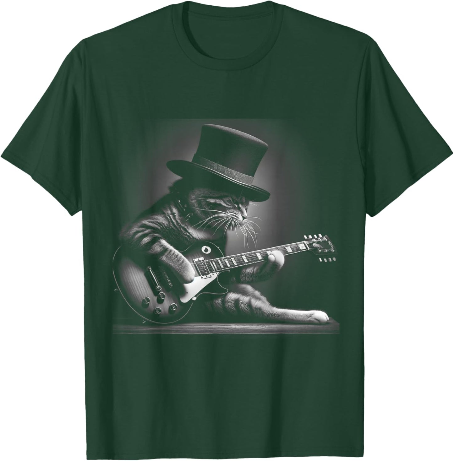Cat Playing Guitar - Funny Rock Music Guitar Cat T-Shirt - T-Shirt | Forest
