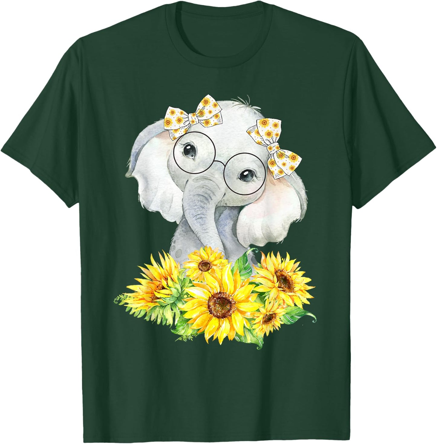 Elephant Sunflower Gifts for Girls Boys T-Shirt - T-Shirt | Forest
