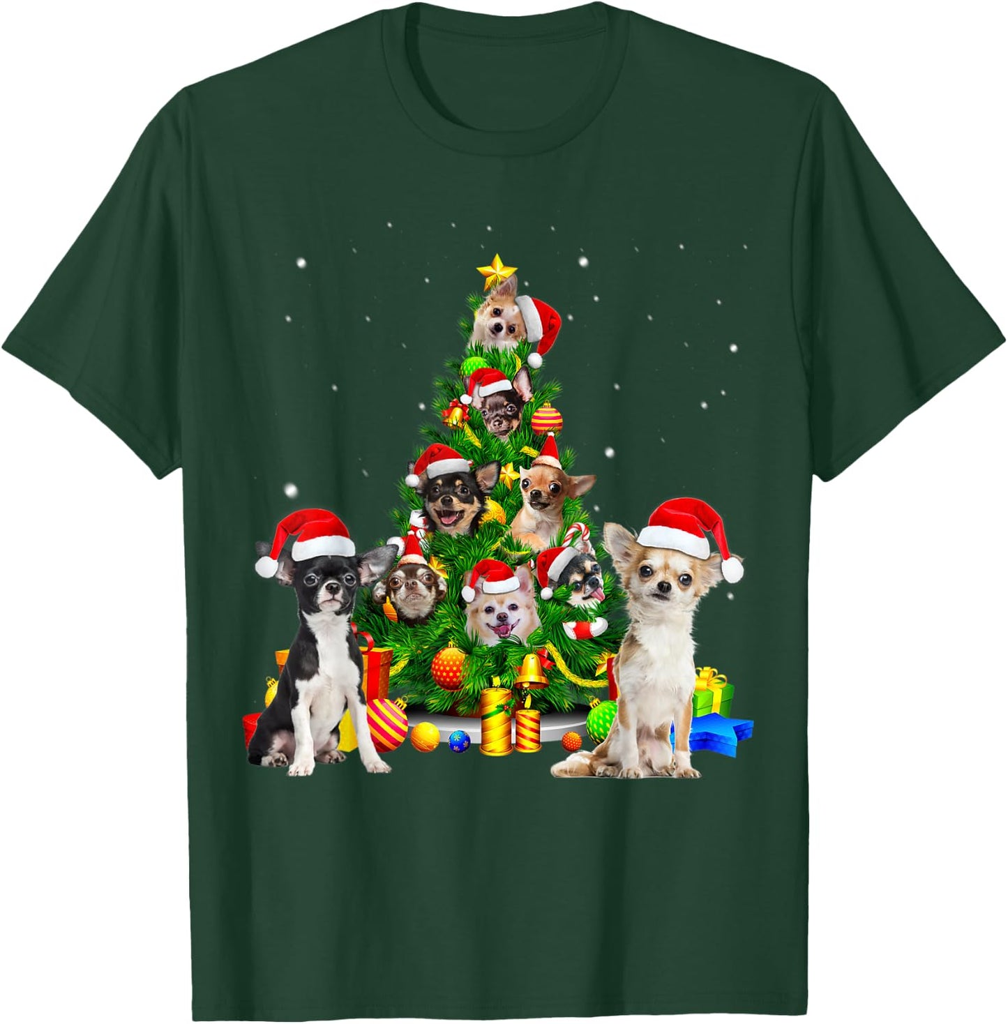 Chihuahua Christmas Tree X-Mas Gift T-Shirt - T-Shirt | Forest