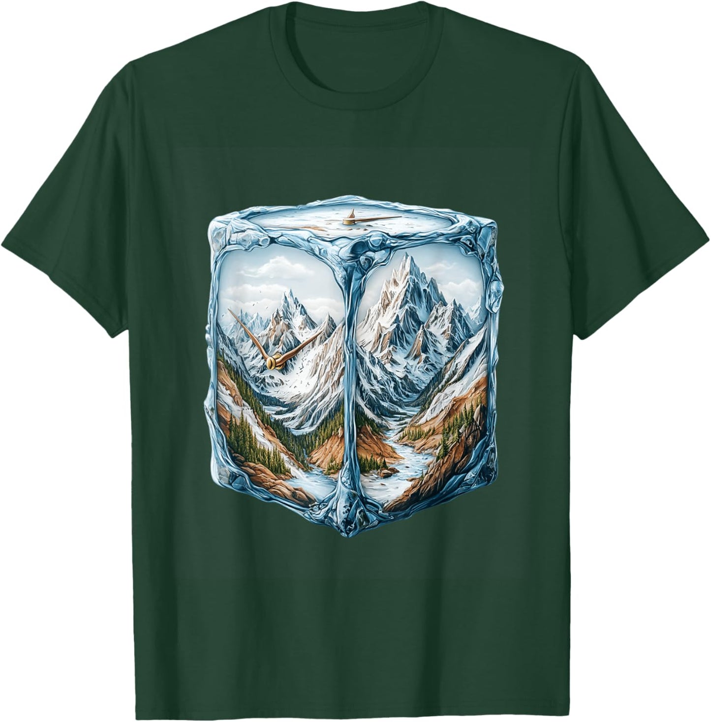 Adventure Scene with Clock in Ice T-Shirt - T-Shirt | Forest