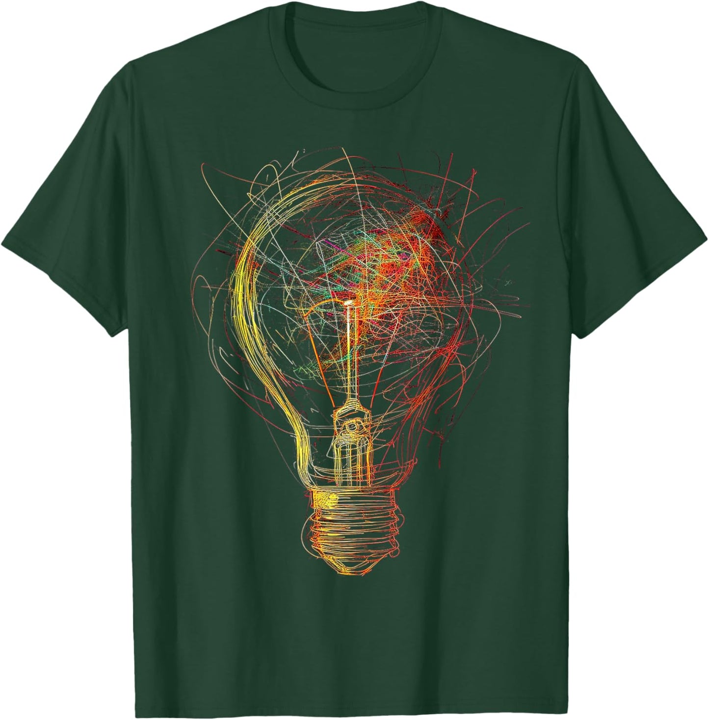 Light Bulb Abstract Drawing Colorful Art Graphic T-Shirt - T-Shirt | Forest