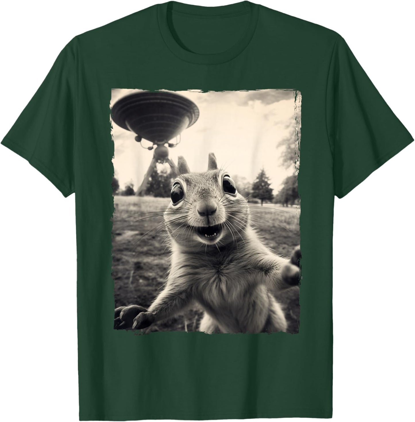 Squirrel Selfie with UFOs Squirrel Mom Funny Squirrel Lover T-Shirt - T-Shirt | Forest