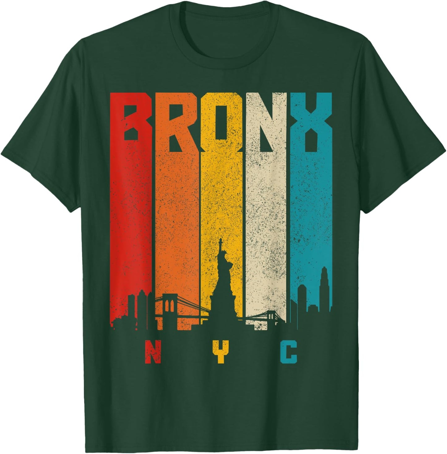 Vintage Bronx NYC NY New York City Retro Skyline Pride T-Shirt - T-Shirt | Forest