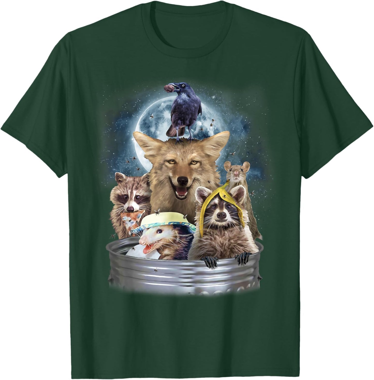 Trash Animals Howling at the Moon Shirt - Funny Team Trash T-Shirt - T-Shirt | Forest