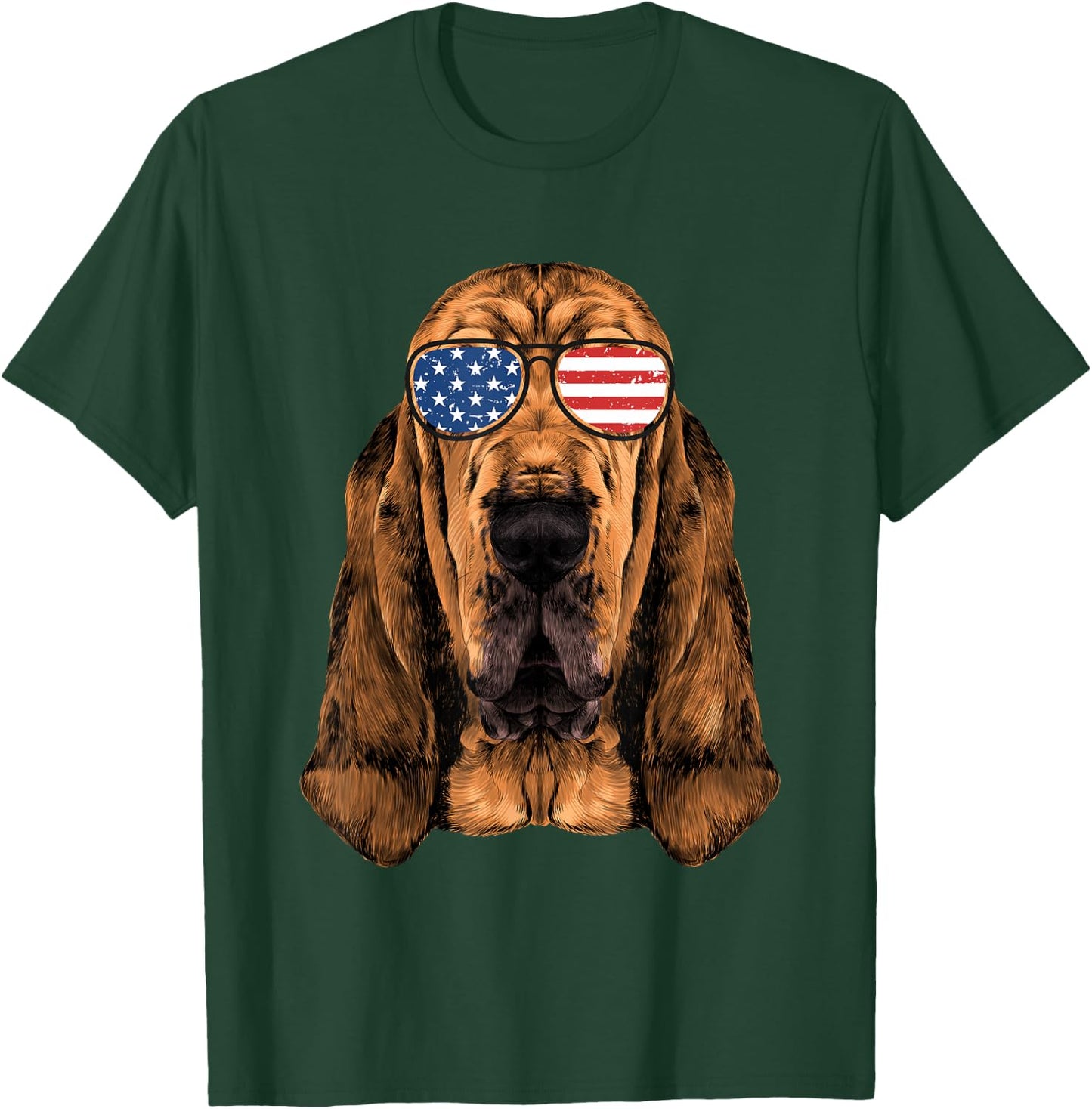 Bloodhound Shirt Men Women Kids American Flag Dog T-Shirt - T-Shirt | Forest