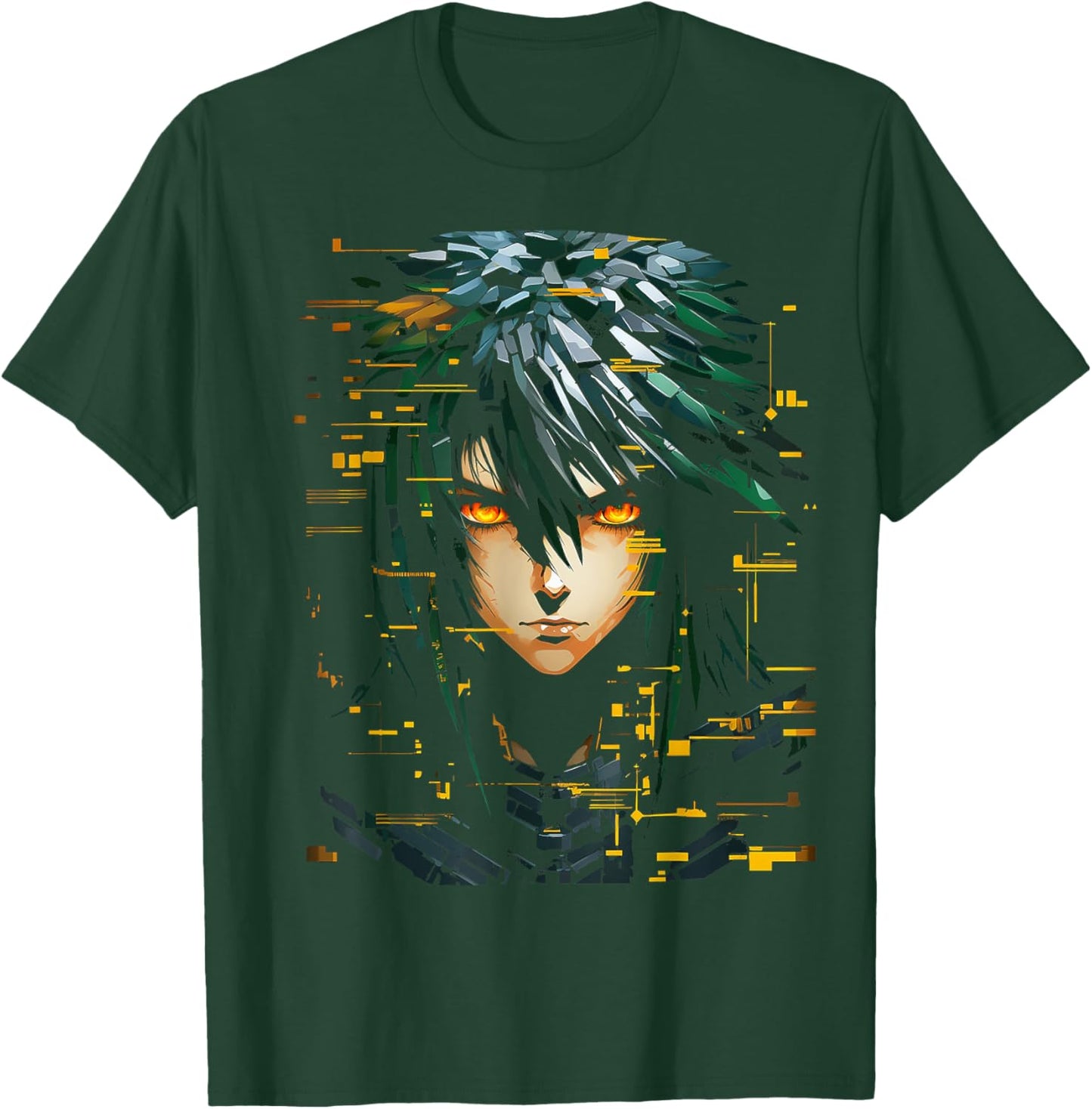 Anime Men Pixel Art Graphic Fantasy Anime T-Shirt - T-Shirt | Forest