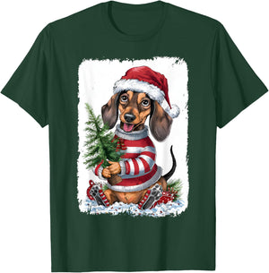 Christmas Dachshund Dog , Black, S T-Shirt - T-Shirt | Forest