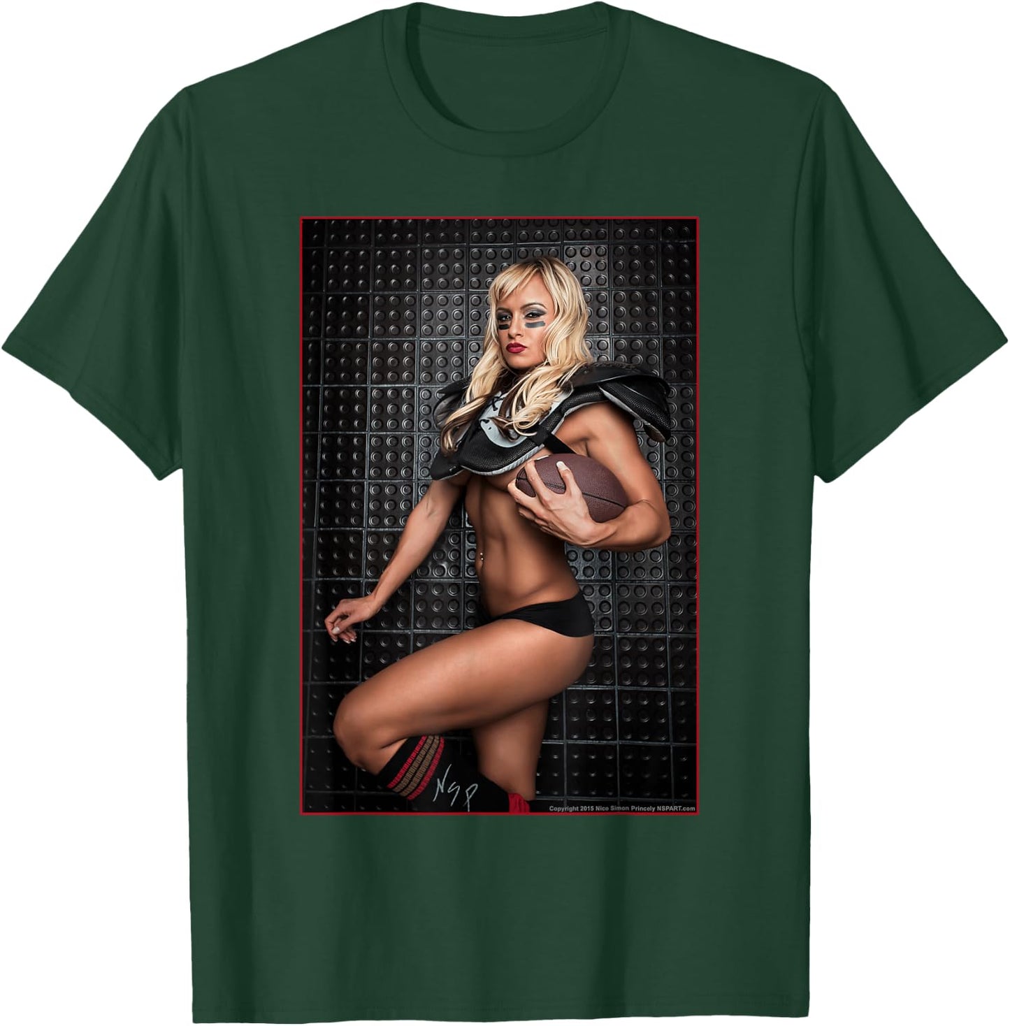 Pinup Girl T Shirt - Lauren Fogle Football Pin Up T-Shirt - T-Shirt | Forest