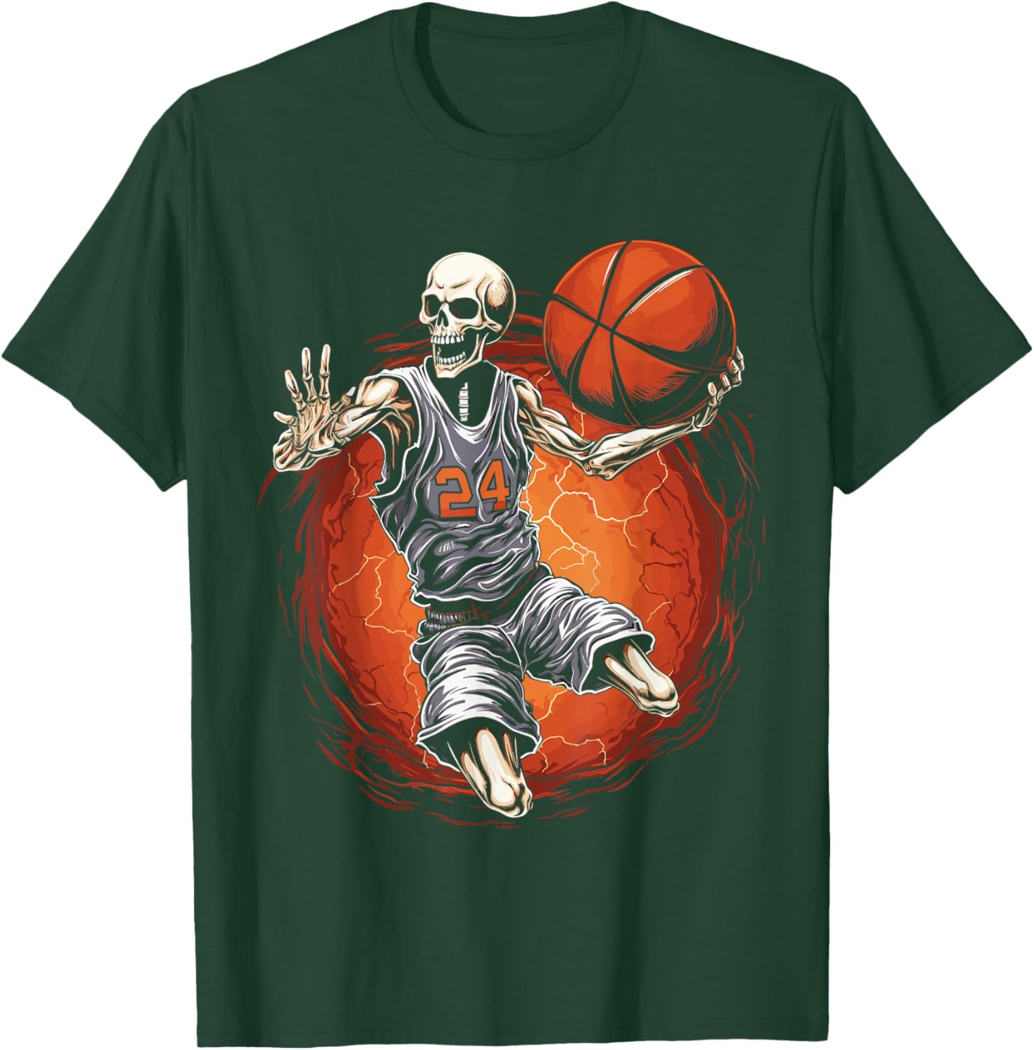 Spooky Basketball Player Skeleton Halloween Men, Women, Kids T-Shirt - T-Shirt | Forest