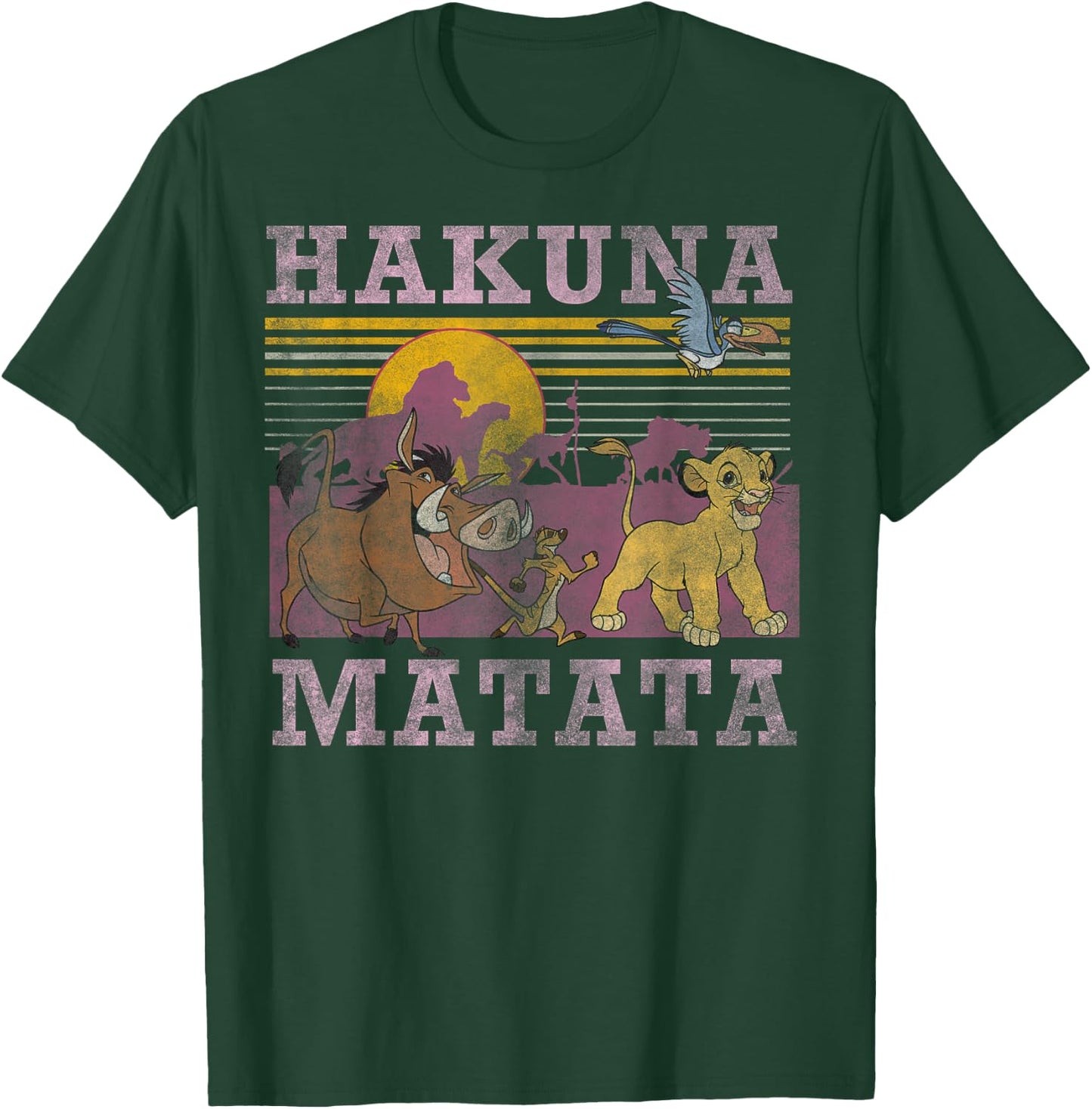 Disney Lion King Retro Hakuna Matata Faded Poster T-Shirt - T-Shirt | Forest