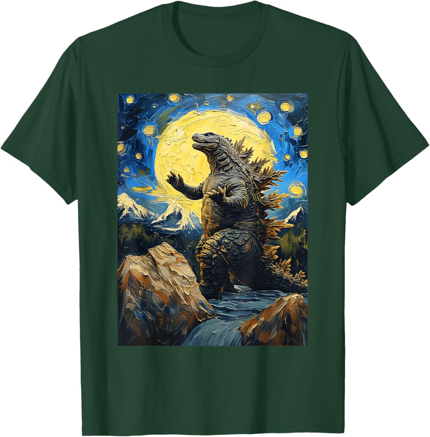 Japanese Monster Kaiju in Van Gogh Starry Night T-Shirt - T-Shirt | Forest