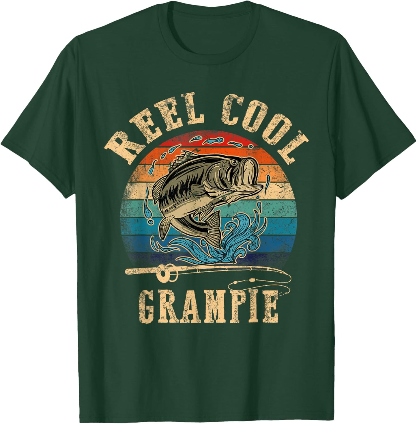 Vintage Reel Cool Grampie Fish Fishing Shirt Father's Day T-Shirt - T-Shirt | Forest