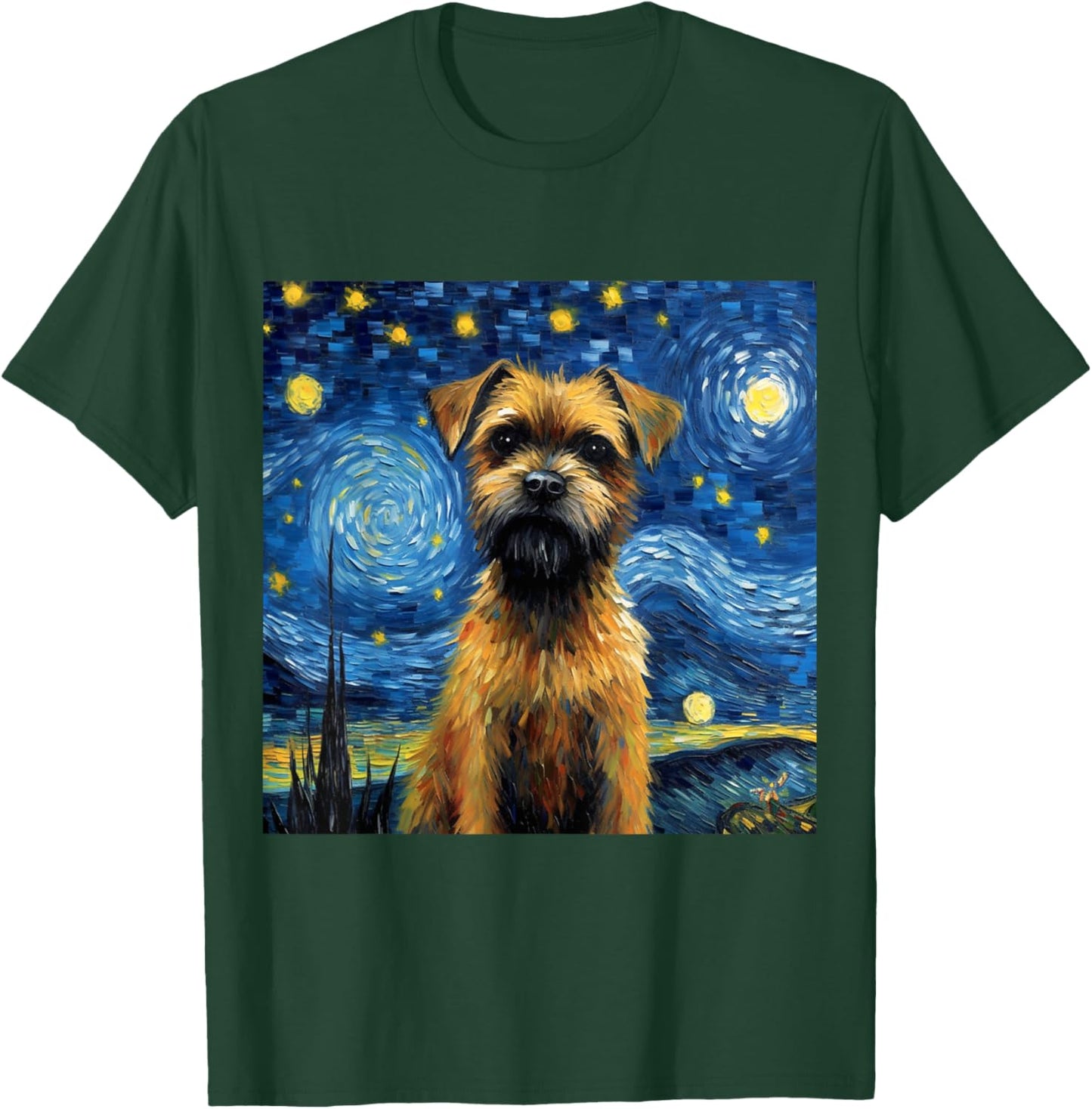 Border Terrier Starry Night - Border Terrier T-Shirt - T-Shirt | Forest