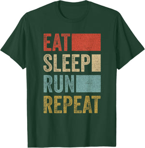 Running Jogging Gift Retro Eat Sleep Run T-Shirt - T-Shirt | Forest