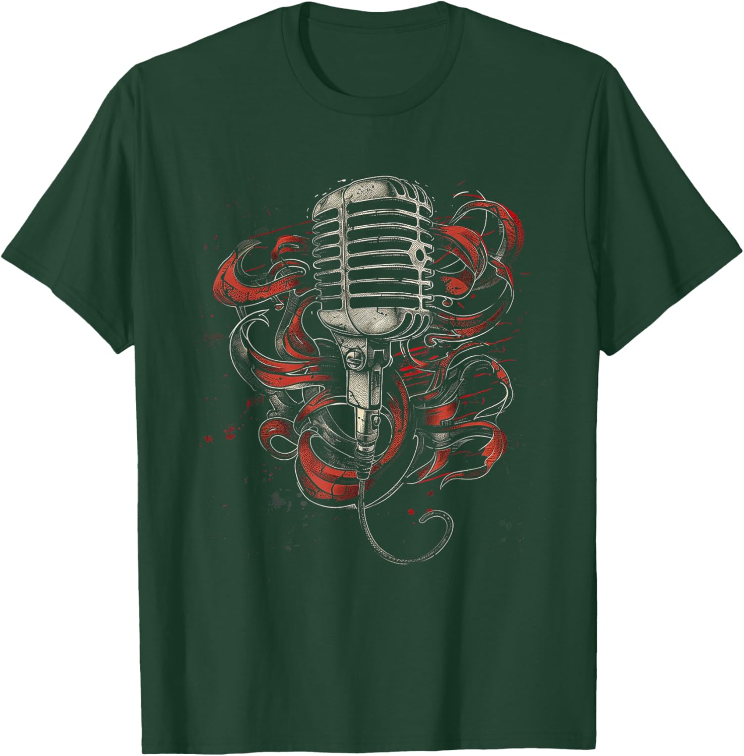 Vintage Microphone T-Shirt - T-Shirt | Forest
