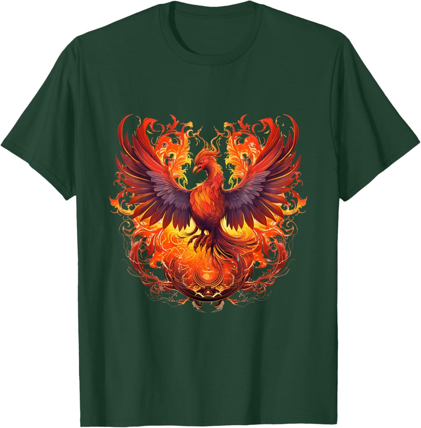 Phoenix Eagle Reborn New Beginning Flames Under Sun Symbolic T-Shirt - T-Shirt | Forest