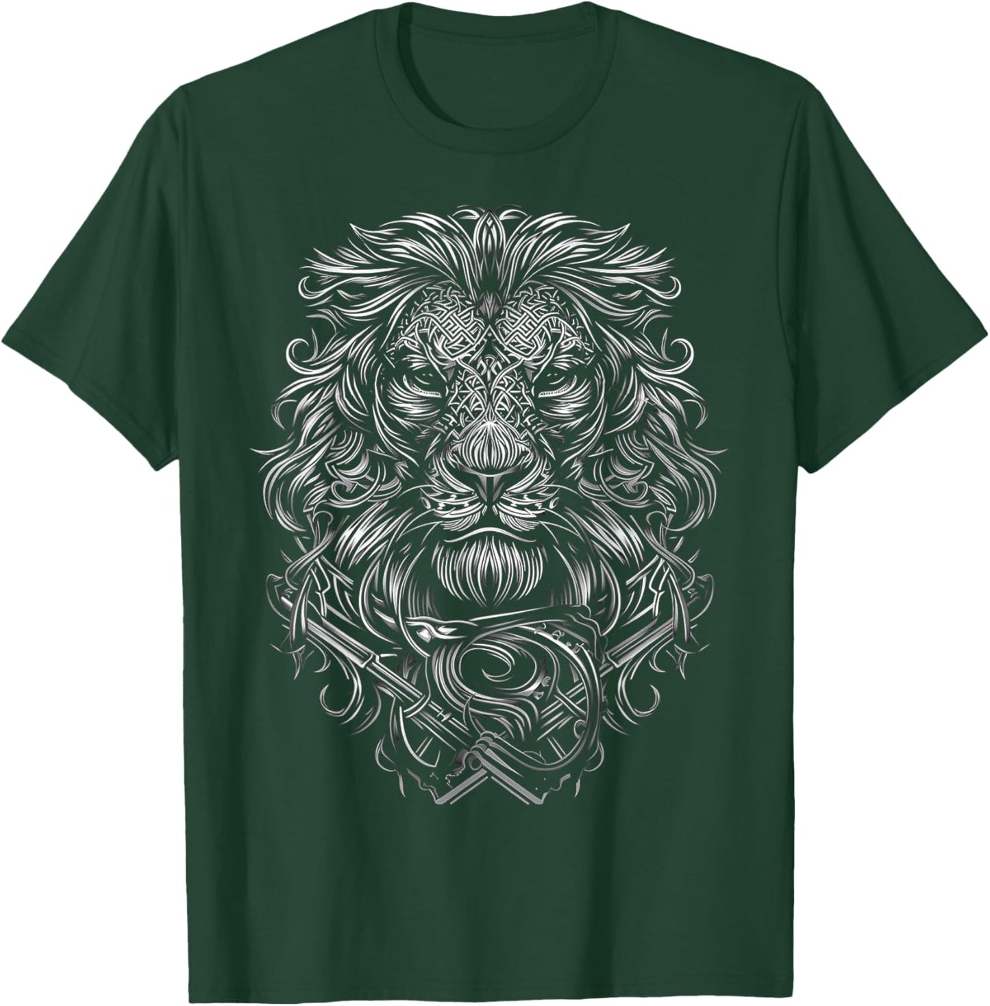 Lion Mandala Abstract Animal Love Drawing Art Graphic Lion T-Shirt - T-Shirt | Forest