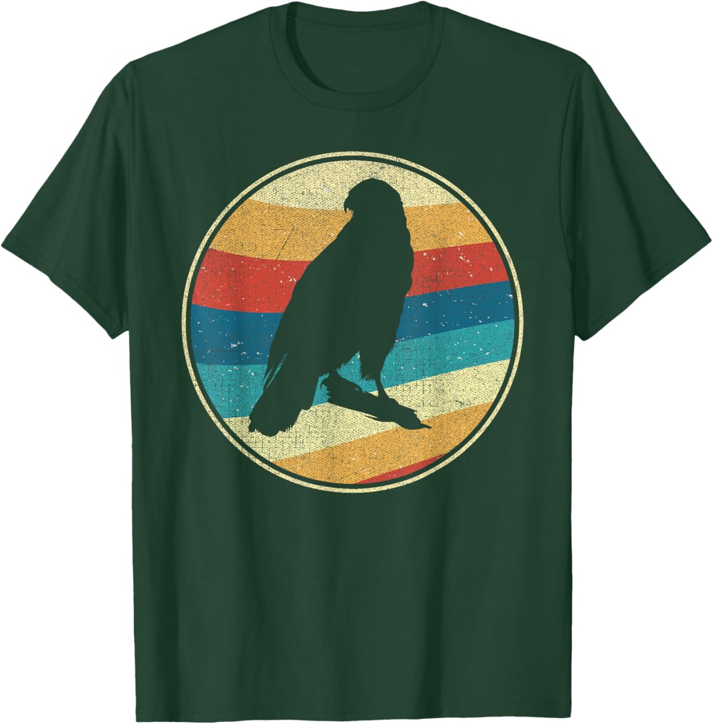 Vintage Hawk 80s 90s Retro Distressed Bird Nerds T-Shirt - T-Shirt | Forest
