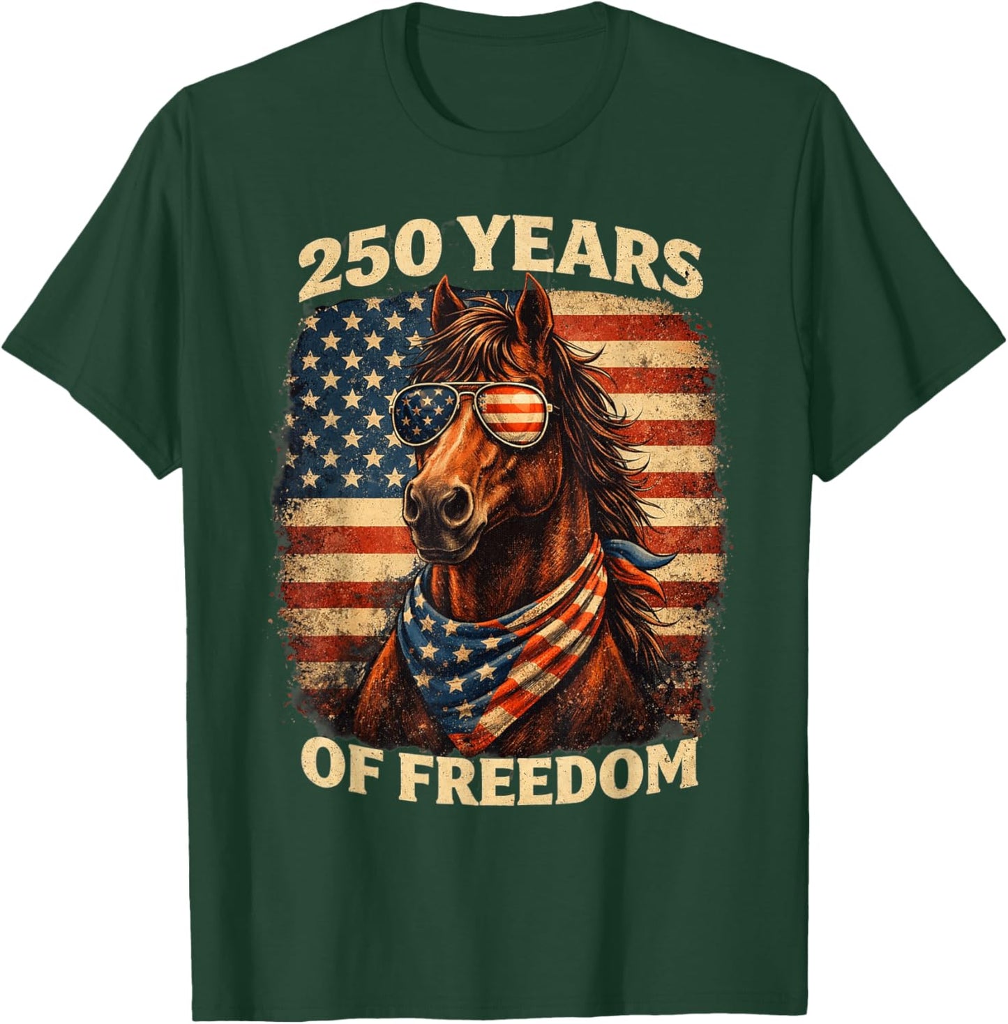 Horse 250Th Anniversary America 4th of July Horse T-Shirt - T-Shirt | Forest