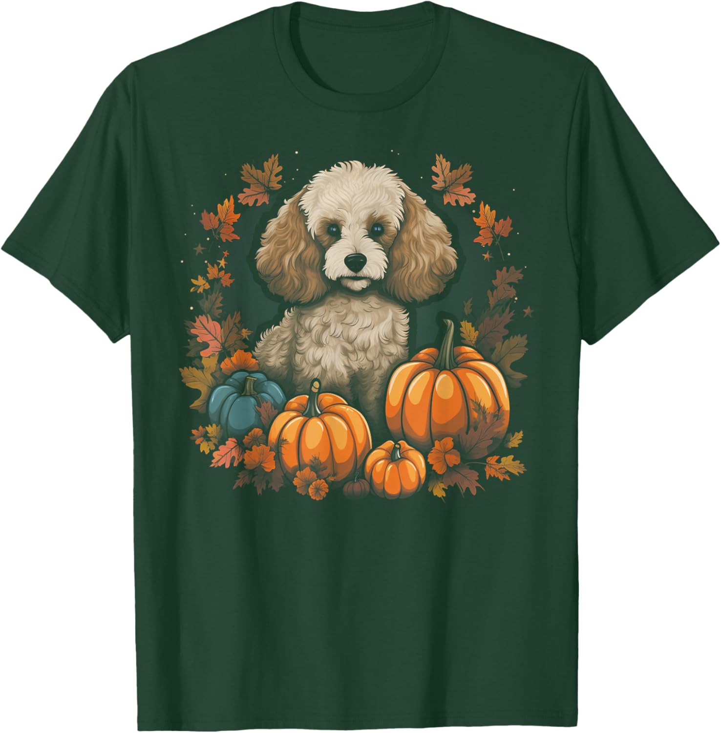Poodle Dog - Pumpkin Thanksgiving Fall Halloween T-Shirt - T-Shirt | Forest