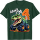 Monster Truck Dinosaur T-Rex 4th Birthday Boy 4 Year Old T-Shirt - T-Shirt | Forest