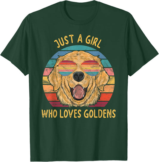Girl Loves Golden Retrievers Dog Gifts T-Shirt - T-Shirt | Forest